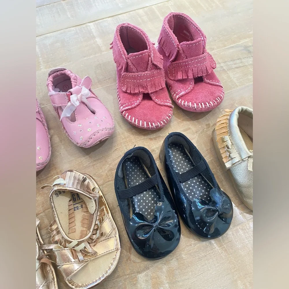 7 baby girl toddler moccasin shoes sandals slide on Stride Rite Baby Gap Romirus